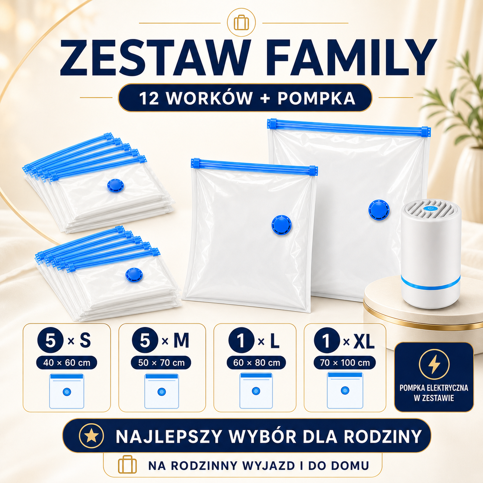 Worki próżniowe Rovento z pompką