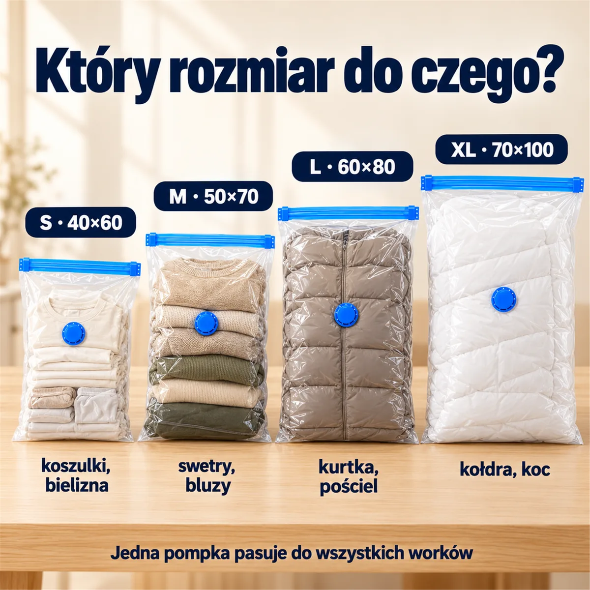 rovento-rozmiary-workow-prozniowych Rozmiary worków próżniowych Rovento S, M, L i XL i co do nich zmieścisz