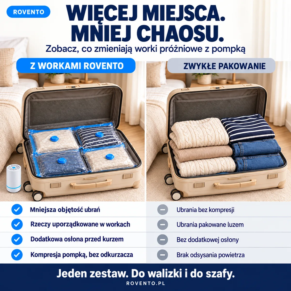 Worki próżniowe Rovento z pompką elektryczną